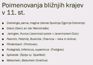 Poimenovanje bližnjih krajev v 11. st. 2